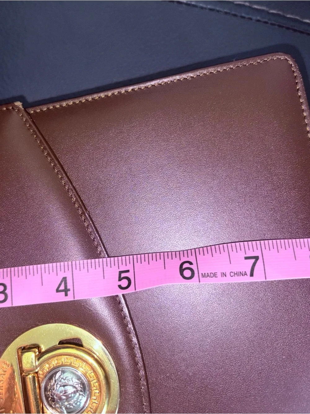 Gianni Versace Designer Brown Leather Top-Handle Shoulder Bag with Gold Hardware